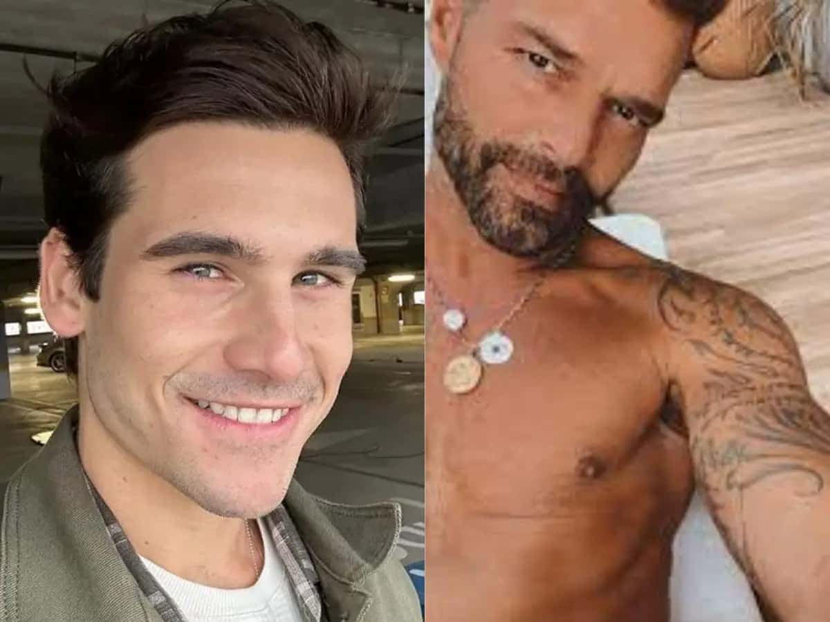 Nicolas Prattes comemora ao ser seguido por Ricky Martin