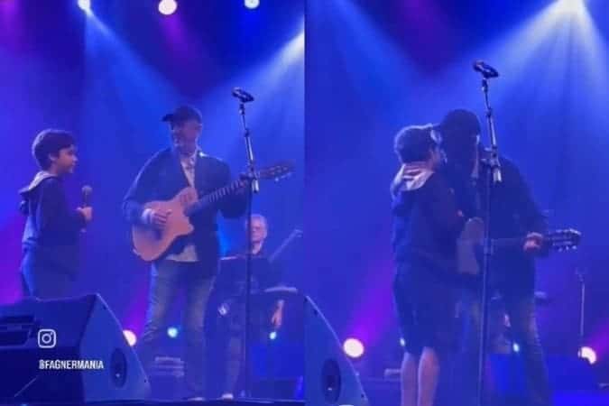 Fagner canta ‘Revelação’, composição de Clodo Ferreira, ao lado do neto