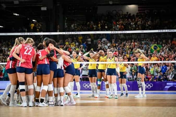 Brasil cai para os EUA no vôlei, três anos após perder ouro em Tóquio