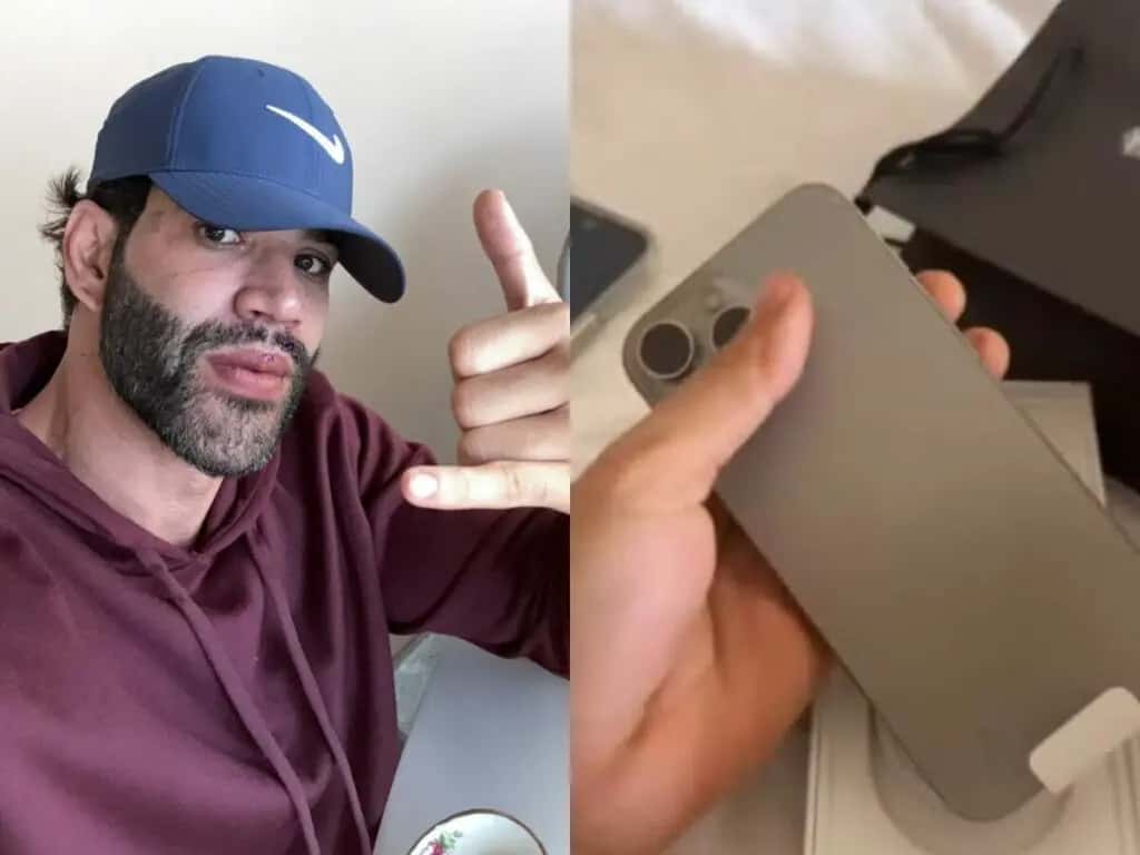 Gusttavo Lima ganha celular novo de presente após mostrar antigo todo quebrado; aparelho custa R$ 10,6 mil