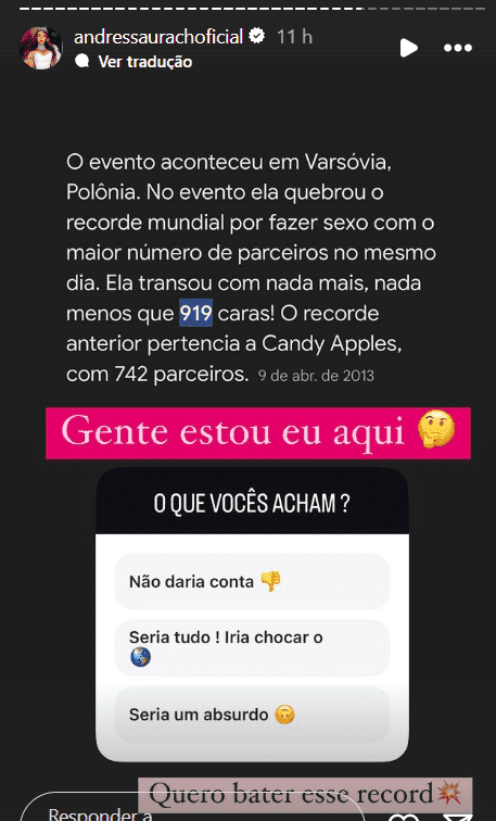 Após internação, Andressa Urach fala em bater recorde assustador
