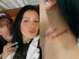 Namorada de Cristian Cravinhos tatua nome dele no pescoço após 1 mês de namoro
