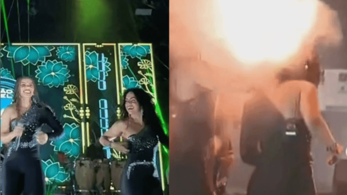 Cantora tem cabelo queimado no palco durante show