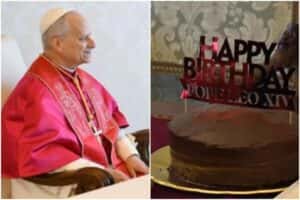 Papa Leão XIV ganha bolo de aniversário antecipado