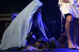 Cachorro tenta salvar Jesus em encenação da Paixão de Cristo; veja