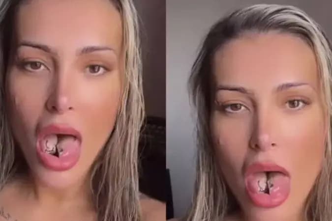 Andressa Urach se arrepende de bifurcação na língua e faz alerta