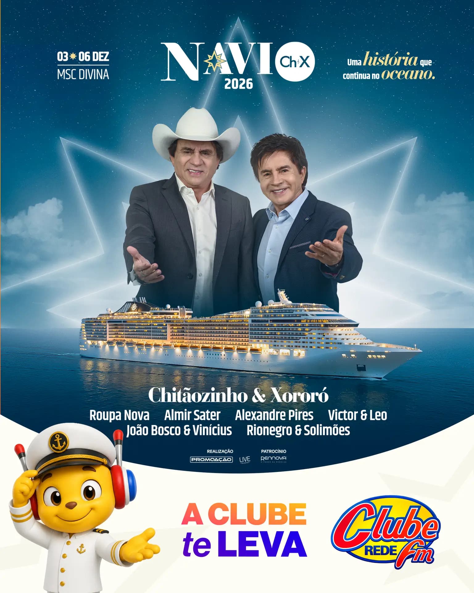 A Clube vai te levar pra viver dias incríveis no Navio CHX