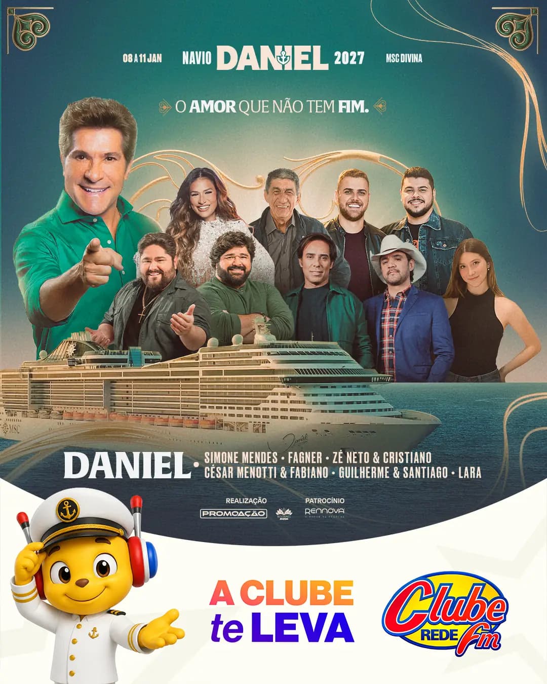 É amor que não tem fim! A Clube vai te levar pro Navio do Daniel