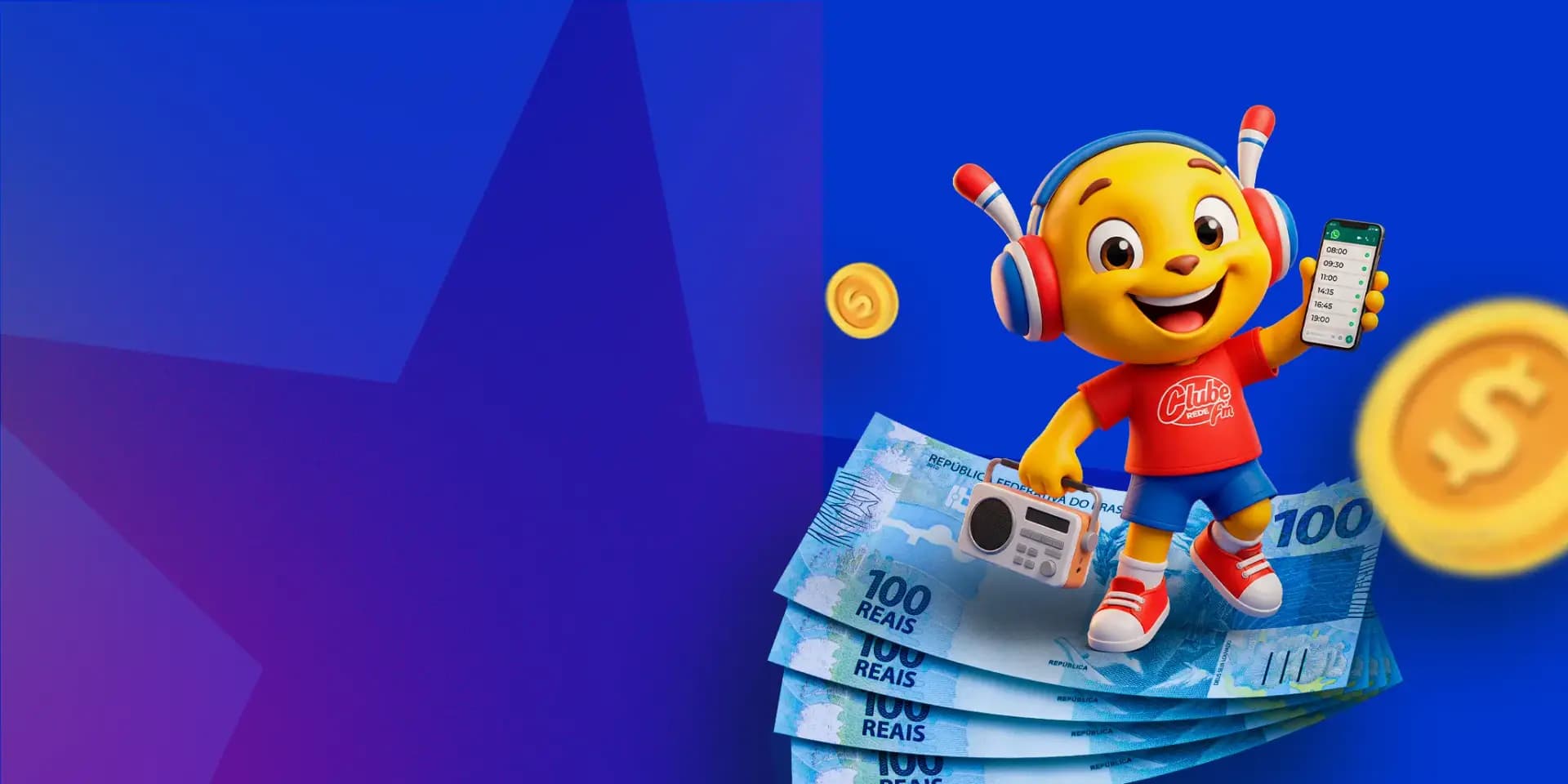 Ouvir a Clube vale um Pix de R$100