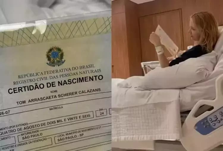 Marido assusta Isa Scherer com certidão do filho: 'Tom Arrascaeta'