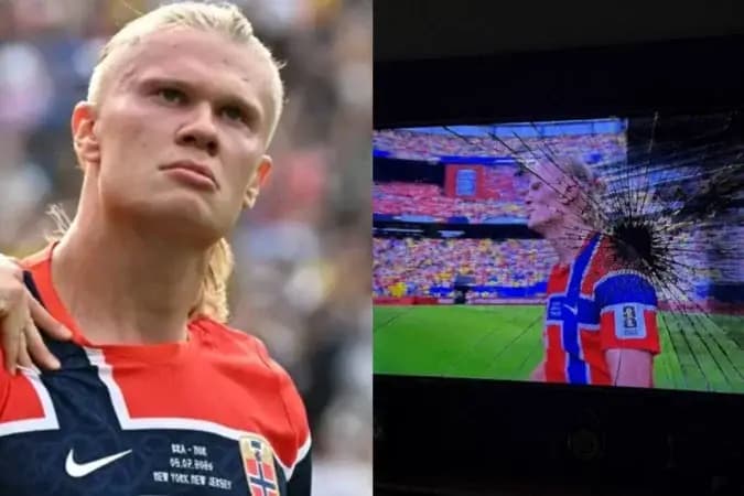 Haaland toma atitude após influencer brasileiro quebrar TV durante jogo