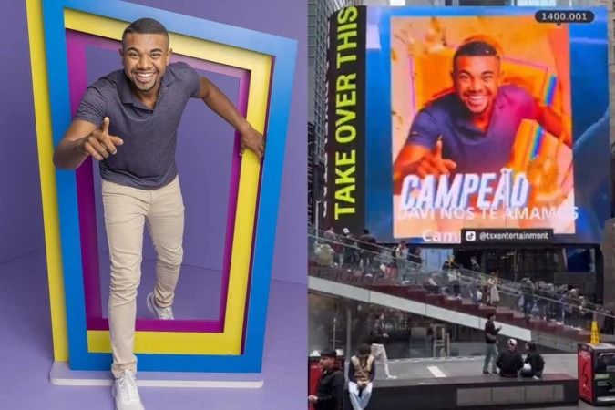 Davi Brito ganha homenagem de fãs com vídeo exibido na Times Square