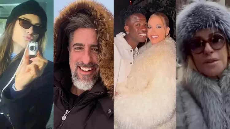 Celebridades trocam o calor do Brasil pelo frio em viagens internacionais
