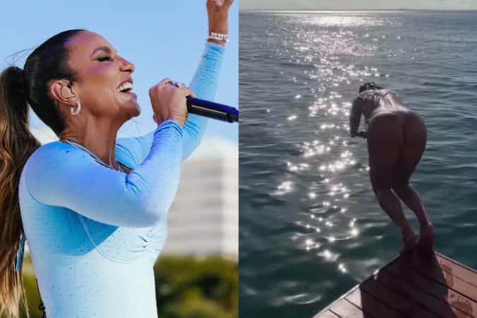 Aos 53 anos, Ivete Sangalo mergulha de biquíni cavado e bumbum rouba a cena