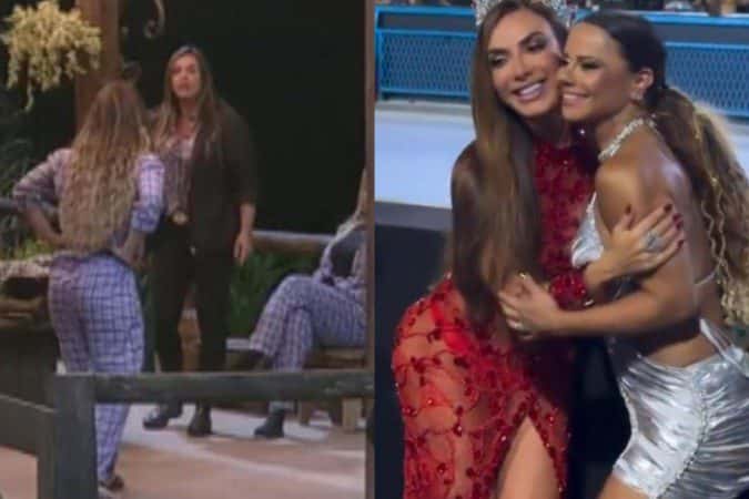Ex-rivais, Viviane Araújo e Nicole Bahls surgem coladinhas na Sapucaí