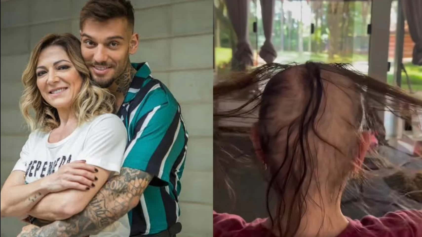 Mãe de Lucas Lucco raspa o cabelo por causa da alopecia