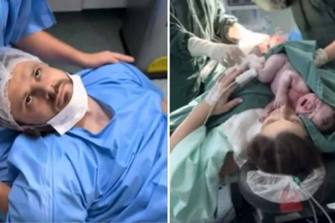 Pai desmaia no parto da filha e vídeo viraliza; veja