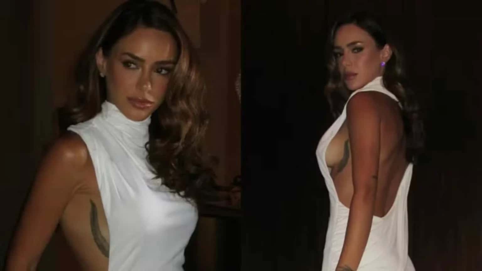Bruna Biancardi surge com vestido provocante que mostra tatuagem perto do seio
