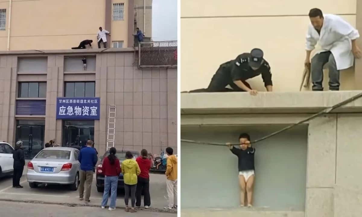 Menino foge de injeção e acaba pendurado a 10m de altura