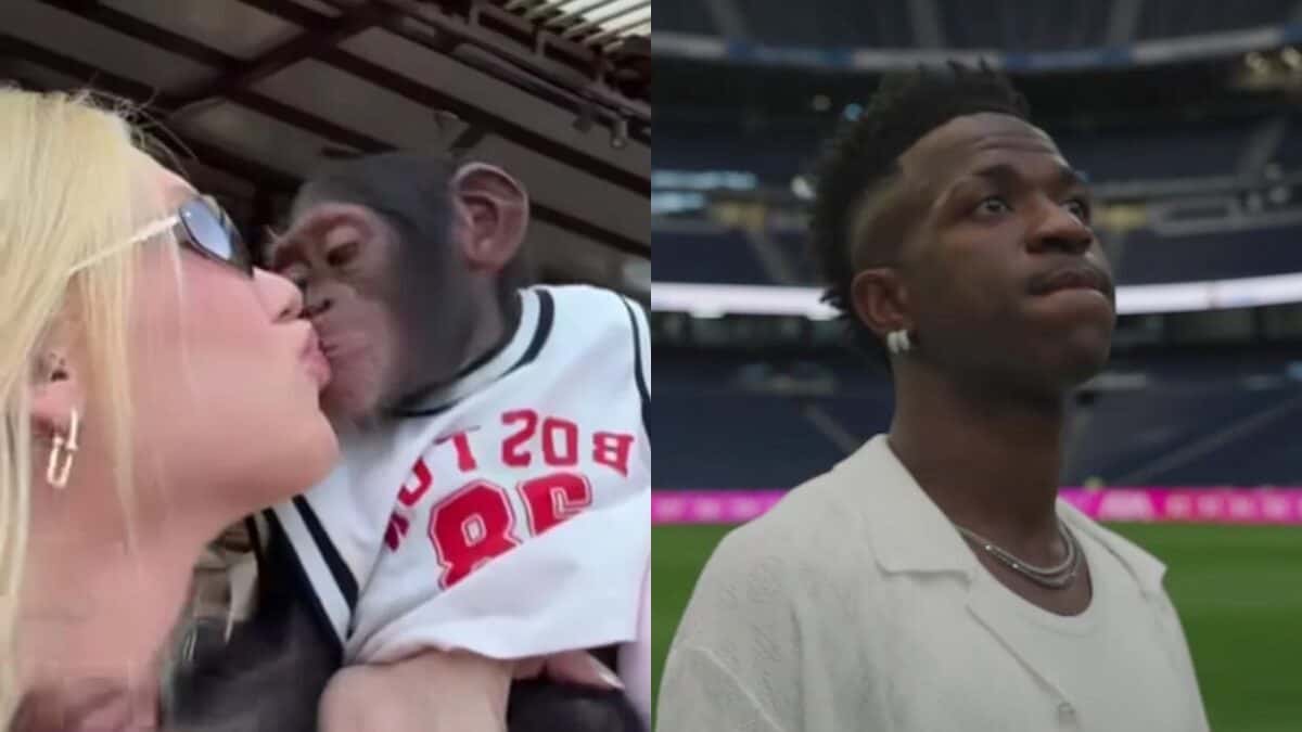 Vídeo de Virginia beijando macaco em Dubai gera polêmica e ataques racistas contra Vini Jr.