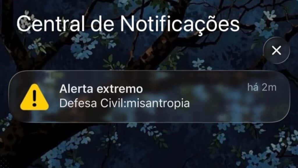 “Misantropi4”: Mensagem supostamente disparada pela Defesa Civil assusta pessoas