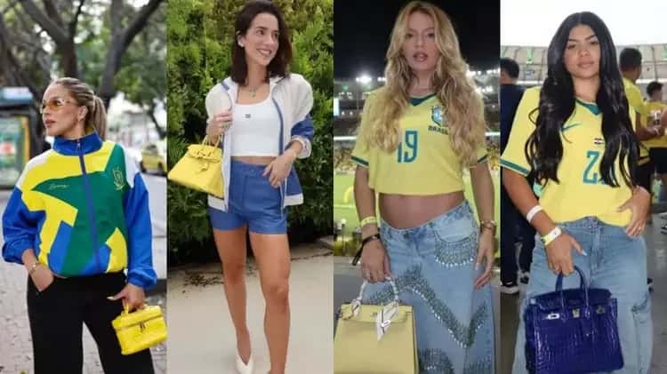 Mulheres de jogadores posam com bolsas de R$ 1 milhão e roubam a cena